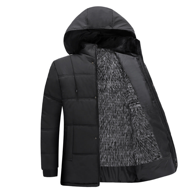 Men's quilted winter jacket with fluffy inner lining and adjustable hood collar Lisslune