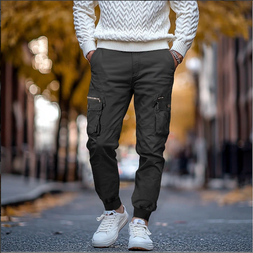 Men's cargo pants with multiple pockets and flexible fit Lisslune