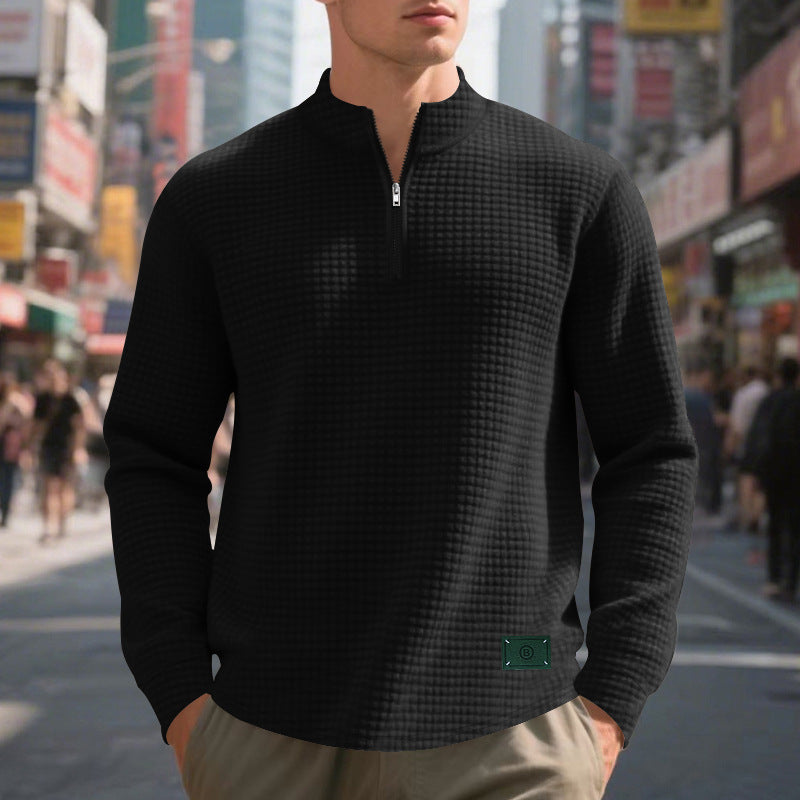 Men's sweater with textured design and high-collar Lisslune