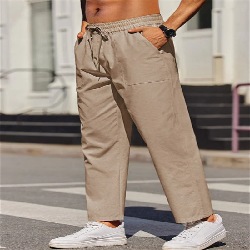 Men's leisure pants made of lightweight, breathable material with elastic waistband and practical pockets Lisslune