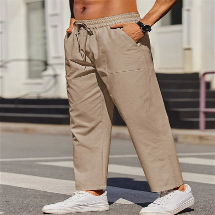 Men's leisure pants made of lightweight, breathable material with elastic waistband and practical pockets Lisslune