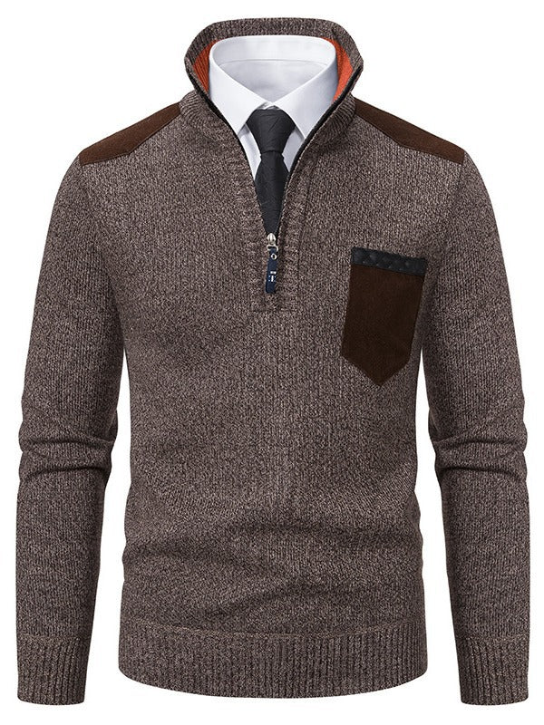 Men's stylish sweater with short zipper and elegant details Lisslune