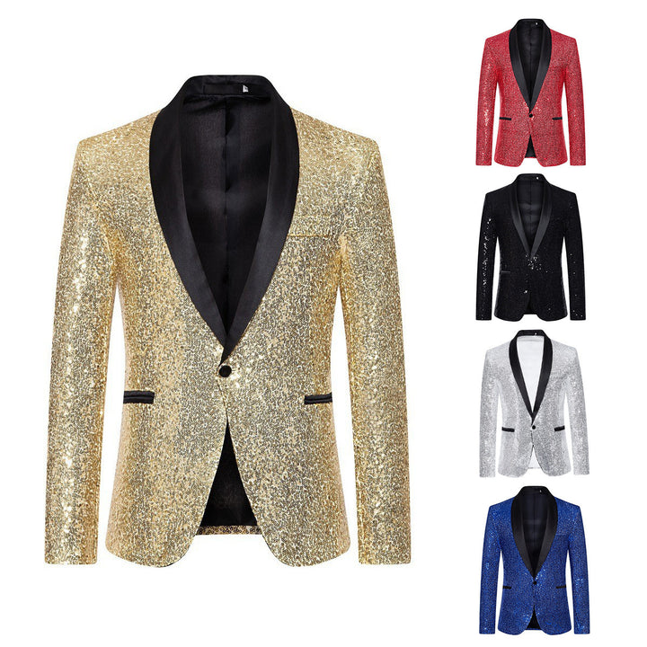 Men's elegant sequin blazer with satin collar area Lisslune