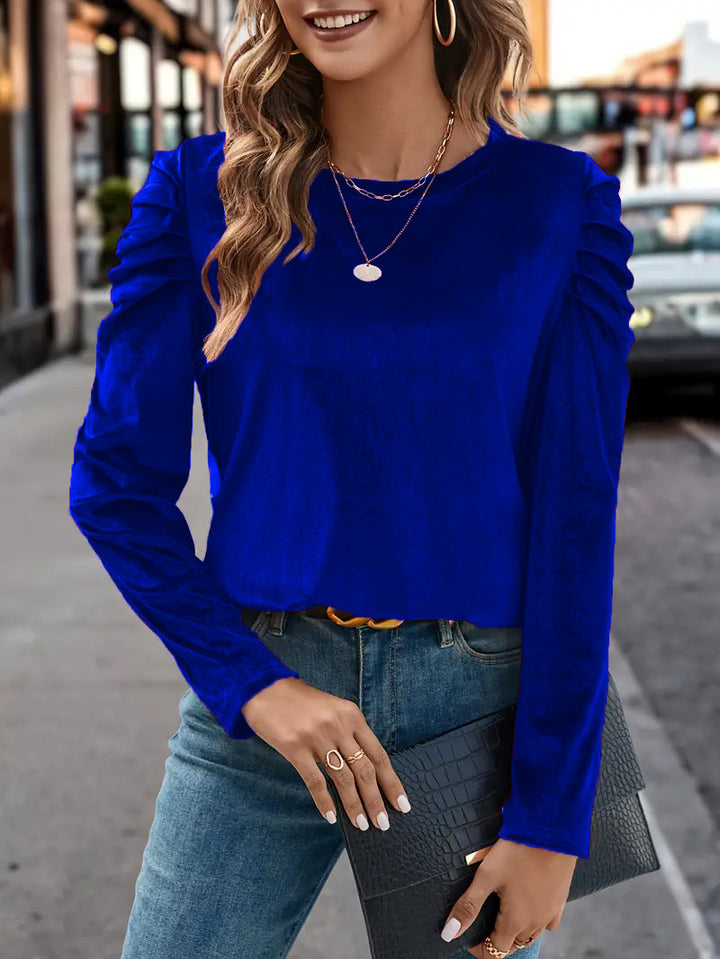 Damen Elegantes Langarmshirt mit Raffungen Lisslune