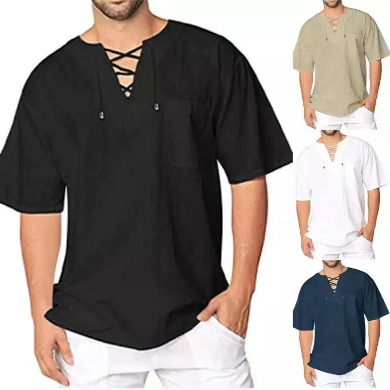 Men's lightweight top with modern lacing design and practical chest pocket Lisslune