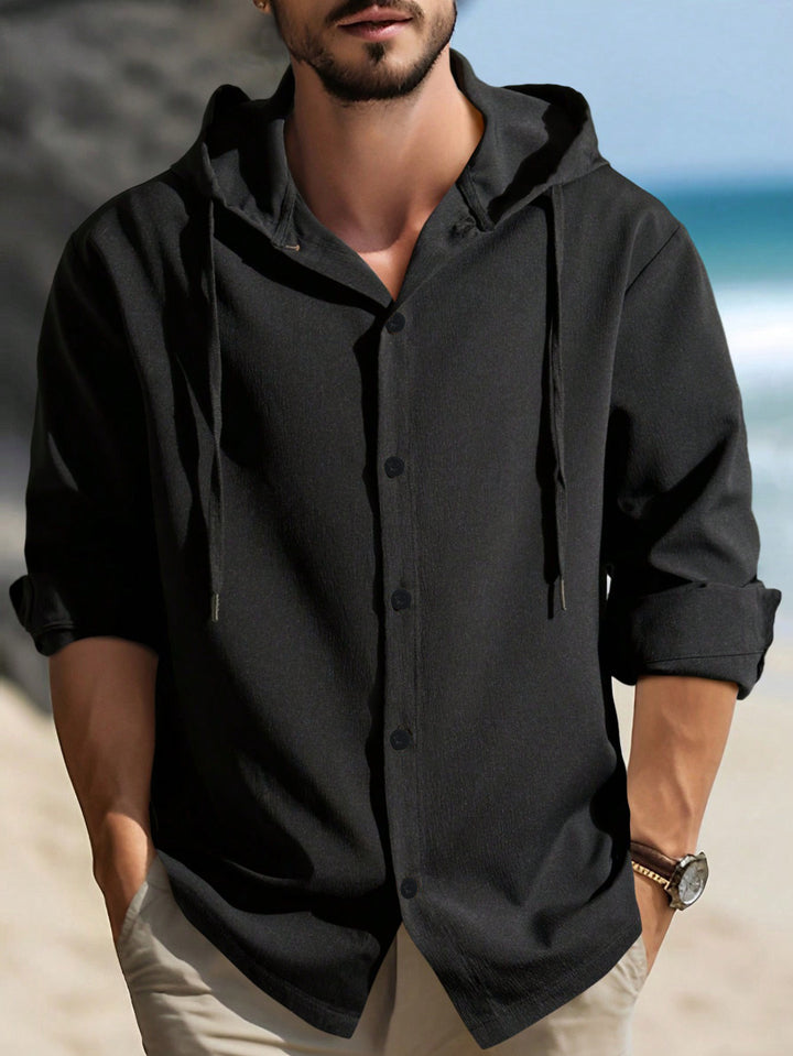 Men's Casual Shirt Jacket with Hood and High-Quality Fabric Lisslune