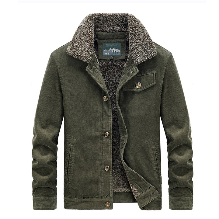 Men's Insulated Denim Jacket with Soft Collar and Warm Fleece Lining Lisslune