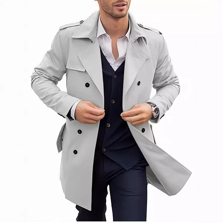 Men's elegant trench coat with textured design and double button placket Lisslune