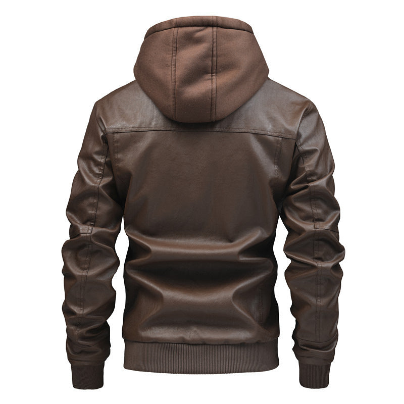 Men's leather jacket with removable hooded lining Lisslune