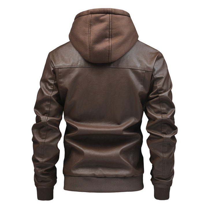 Men's leather jacket with removable hooded lining Lisslune