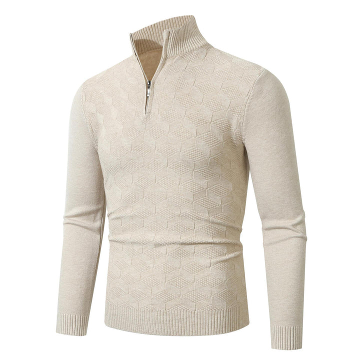 Men's casual sweater with half zipper and textured pattern Lisslune
