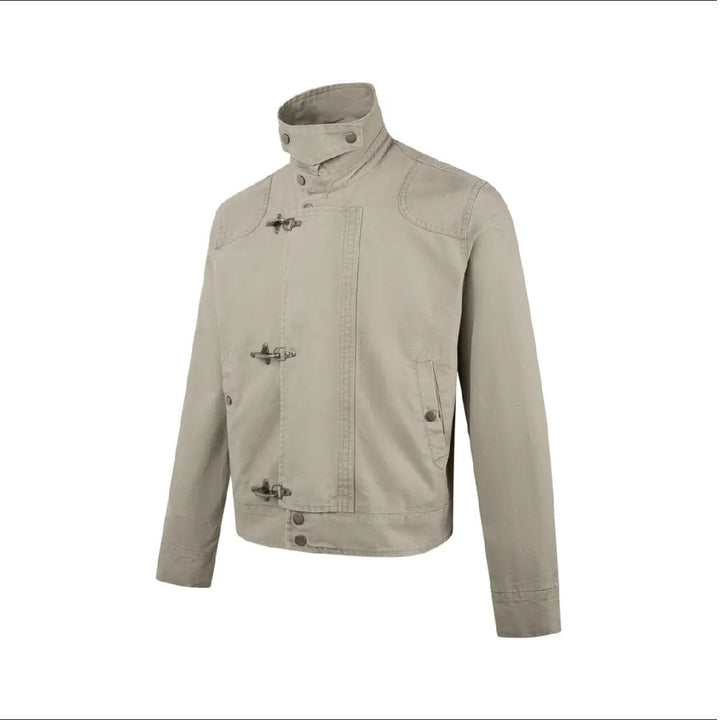 Men's fashionable short jacket with innovative buckles and practical high-neck collar Lisslune