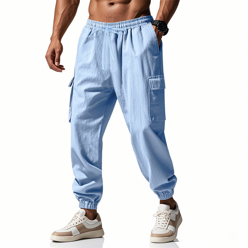 Men's cargo training pants with elastic waistband and practical side pockets Lisslune