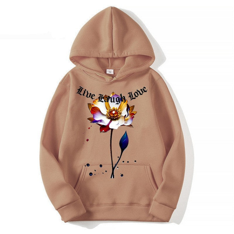 Women's Hoodie with Floral Artist Print Lisslune