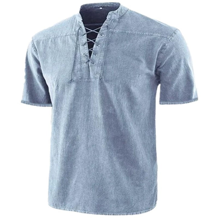 Men's short-sleeve shirt with striking lacing detail Lisslune