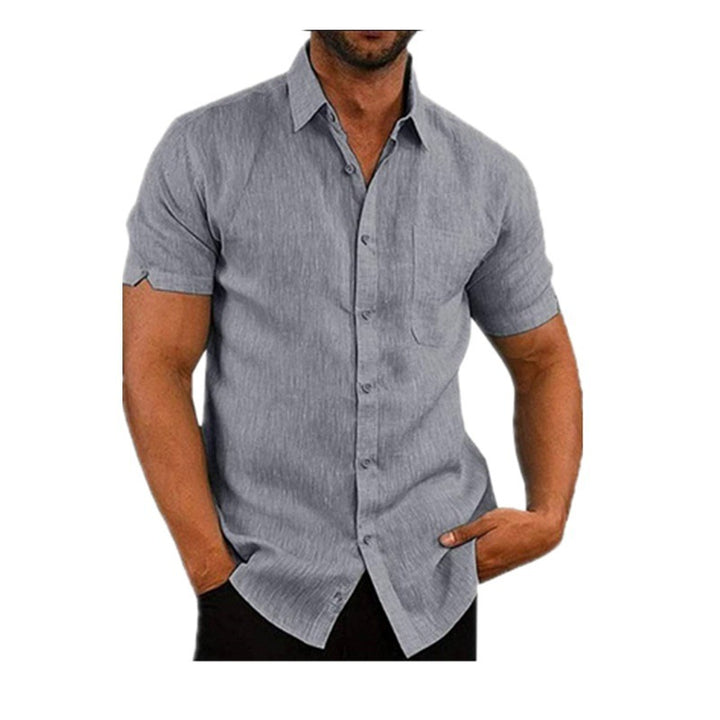 Men's short-sleeve shirt with textured fabric and fashionable cut Lisslune
