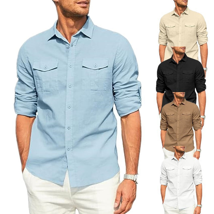 Men's Lightweight Cotton Shirt with Chest Pockets Lisslune