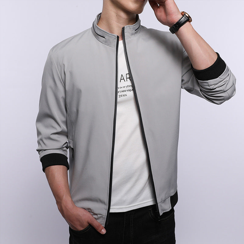 Men's sporty transitional jacket with high collar and functional zipper Lisslune