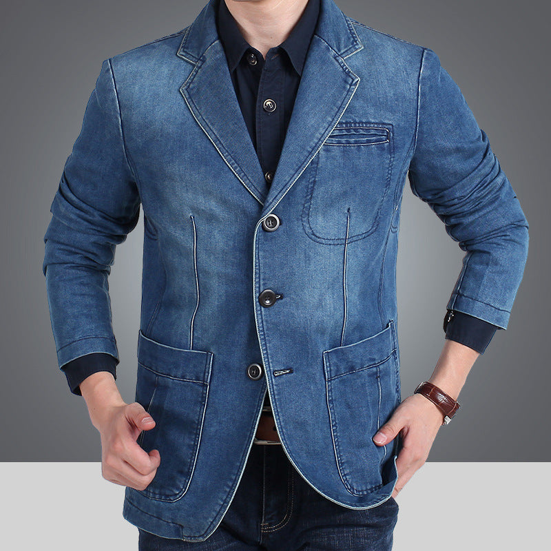 Men's Casual Denim Blazer with Practical Pockets Lisslune