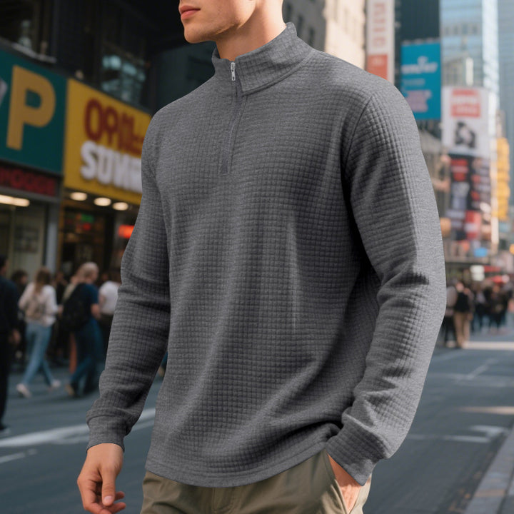 Men's functional sweater with stand-up collar and modern zipper Lisslune