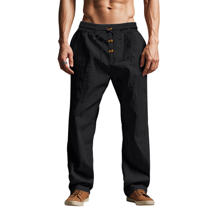 Men's Casual Beach Pants with Elastic Waistband and Practical Side Pockets Lisslune