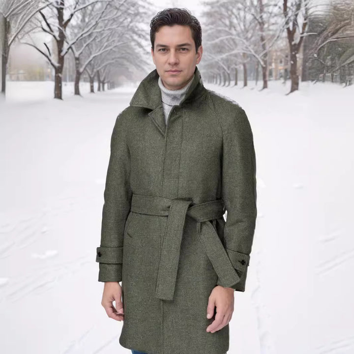 Men's elegant and tailored trench coat made of high-quality wool Lisslune