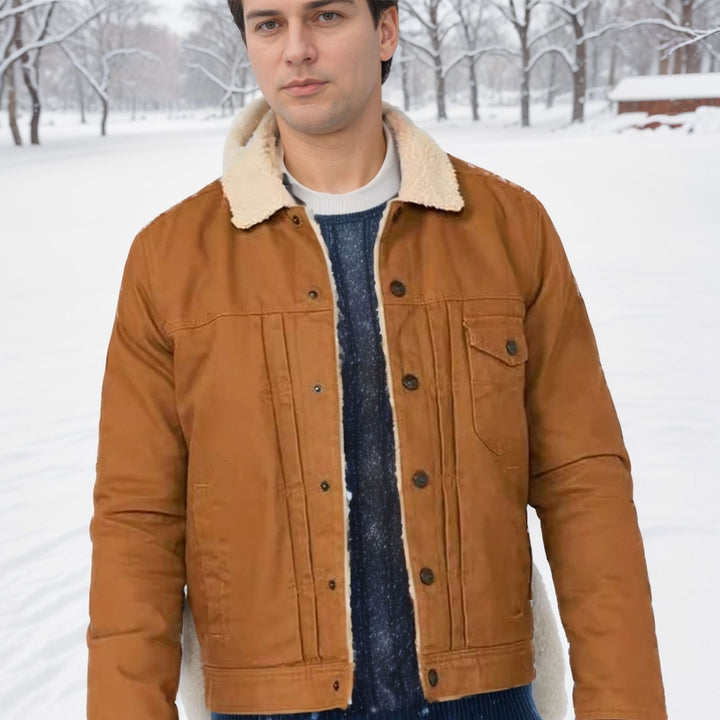 Men's Fleece-lined Denim Jacket Lisslune