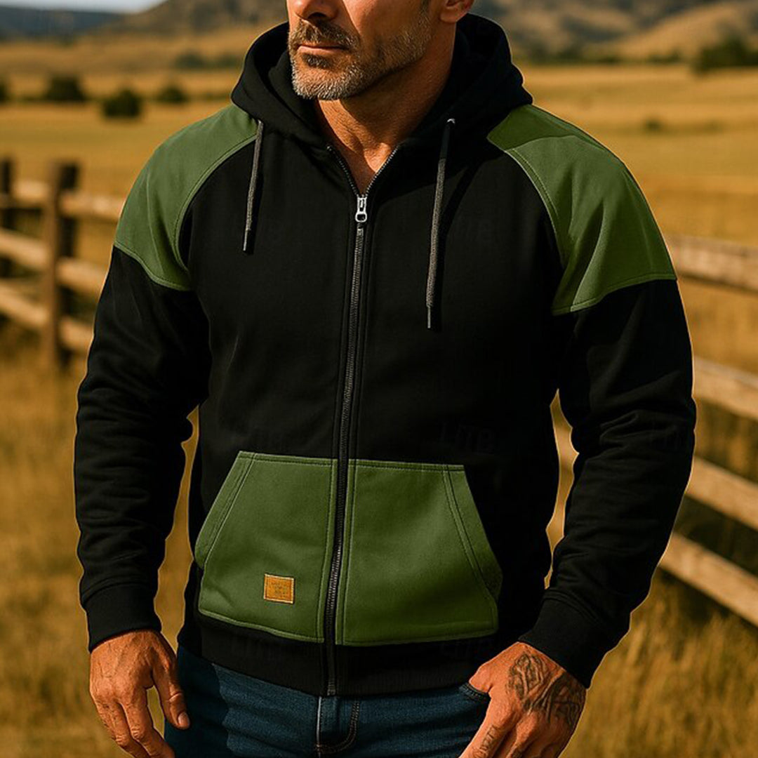 Men's Athletic Hooded Jacket with Color Block Design Lisslune