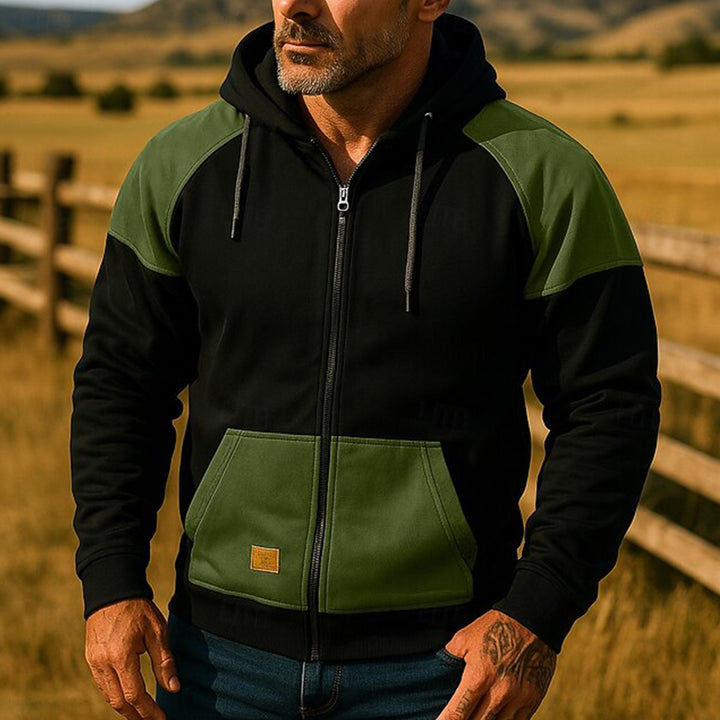 Men's Athletic Hooded Jacket with Color Block Design Lisslune