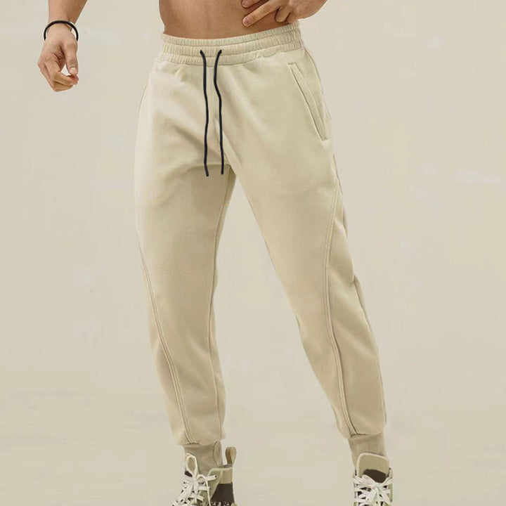 Men's Comfortable Training Pants with Side Zip Pockets and Elastic Waistband Lisslune