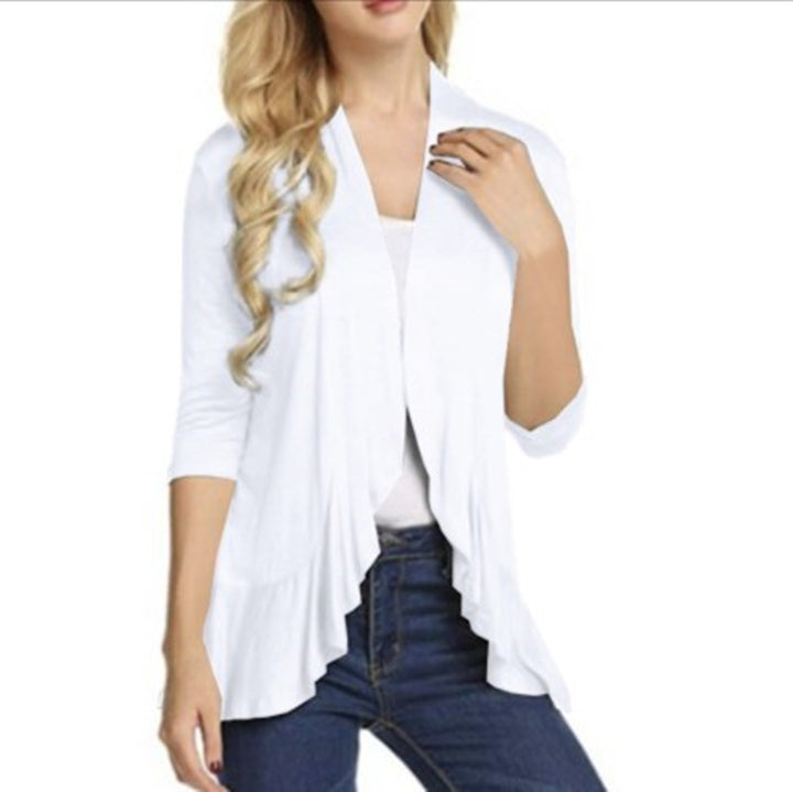 Women's Fashionable Cardigan with Asymmetrical Cut and Flutter Details Lisslune