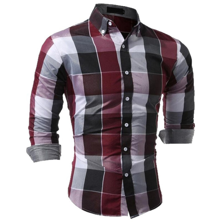 Men's long-sleeve shirt with modern check pattern and elegant fit Lisslune
