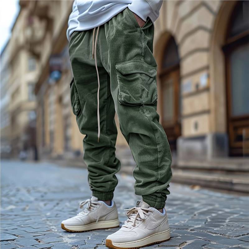 Men's cargo pants with functional pockets and elastic waistband Lisslune