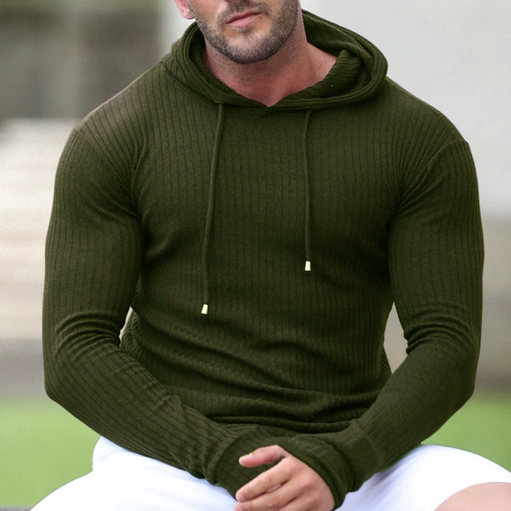 Men's casual hoodie with textured ribbed look Lisslune