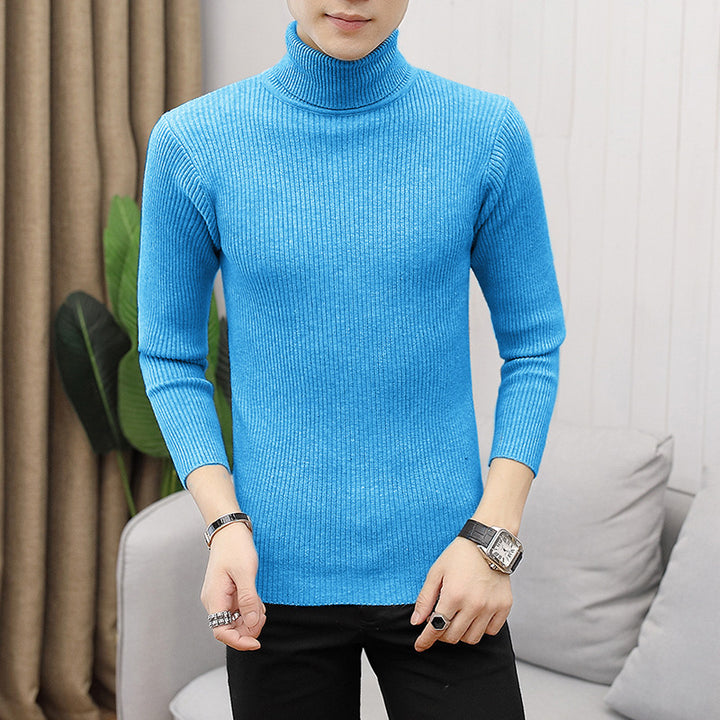 Men's high-quality turtleneck sweater made of fine rib knit Lisslune