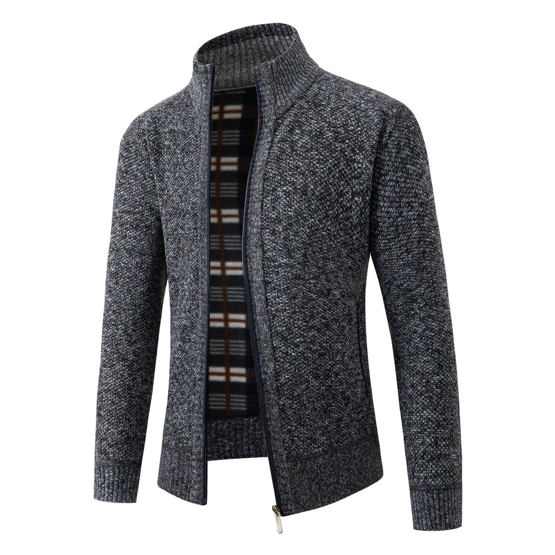 Men's cardigan with modern standing collar and classic inner lining Lisslune