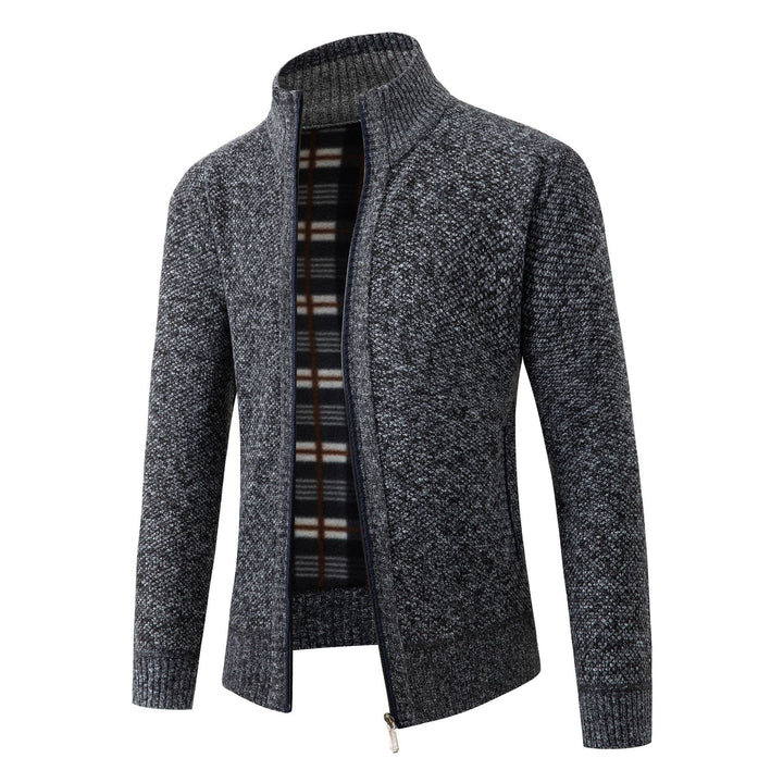 Men's cardigan with modern standing collar and classic inner lining Lisslune