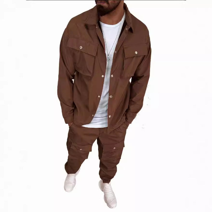 Men's Cargo Shirt and Pants Set with Practical Pockets and Stylish Cut Lisslune