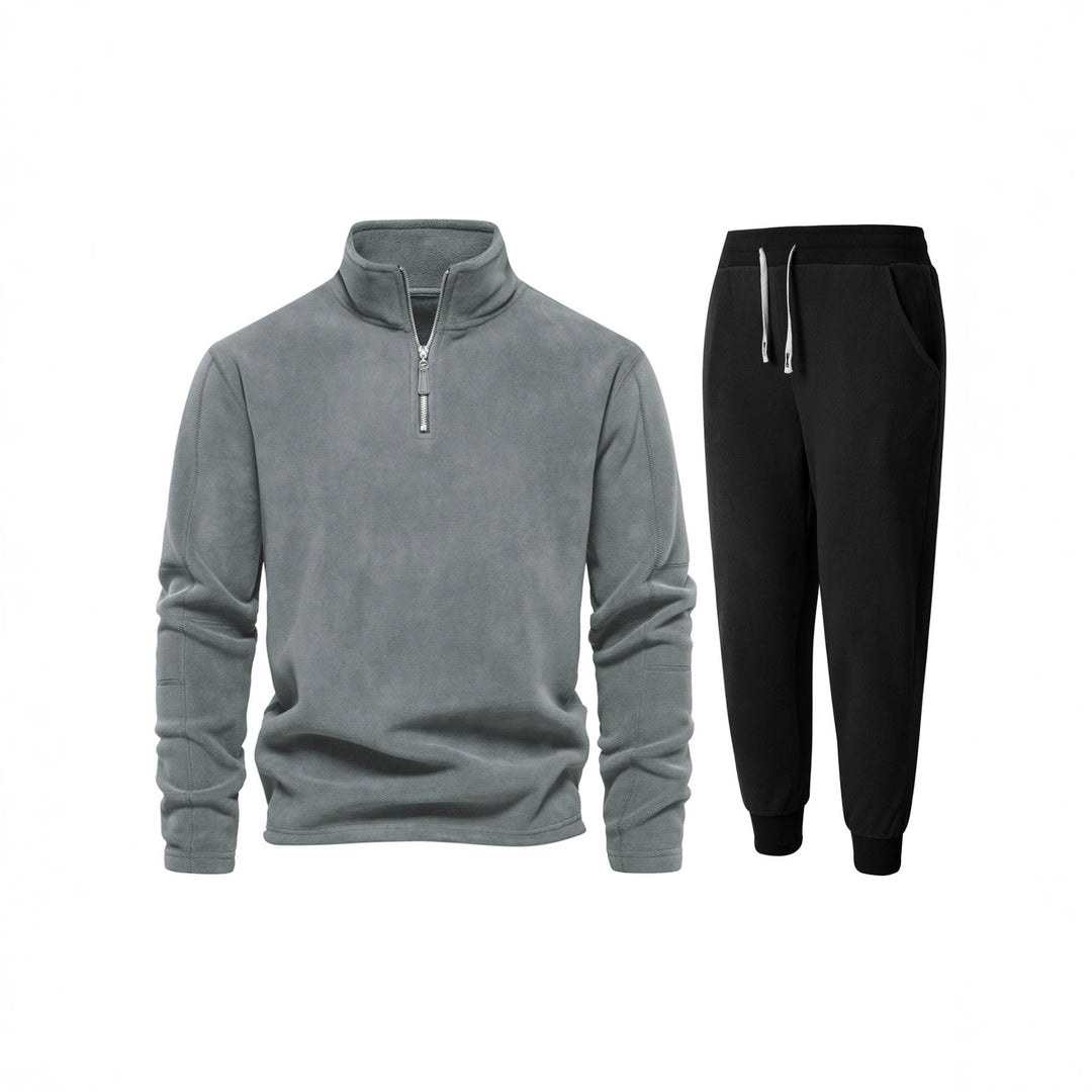 Men's fleece top with short zipper and comfortable joggers Lisslune