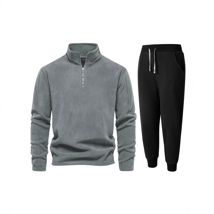 Men's fleece top with short zipper and comfortable joggers Lisslune
