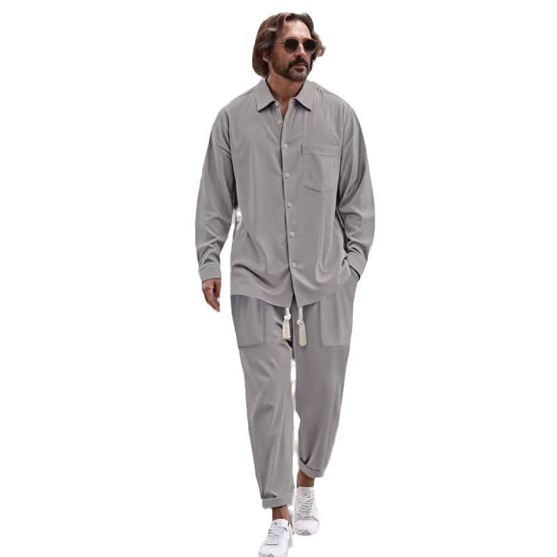 Men's casual leisure set with high-quality satin surface Lisslune