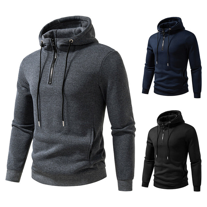 Men's hooded sweatshirt with half-length zipper and modern cut Lisslune