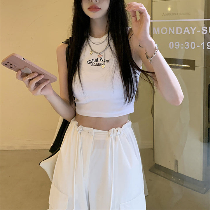 Women’s Crop Top with High Collar and Subtle Logo Lisslune