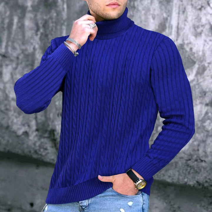 Men's elegant turtleneck sweater with exquisite cable knit texture Lisslune