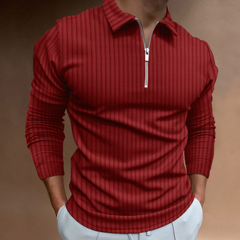 Men's Long Sleeve Polo Shirt with Zipper Lisslune