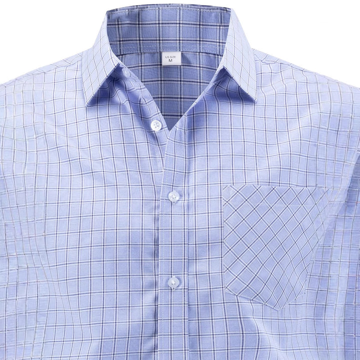 Men's structured long sleeve shirt with fashionable check design and chest pocket Lisslune