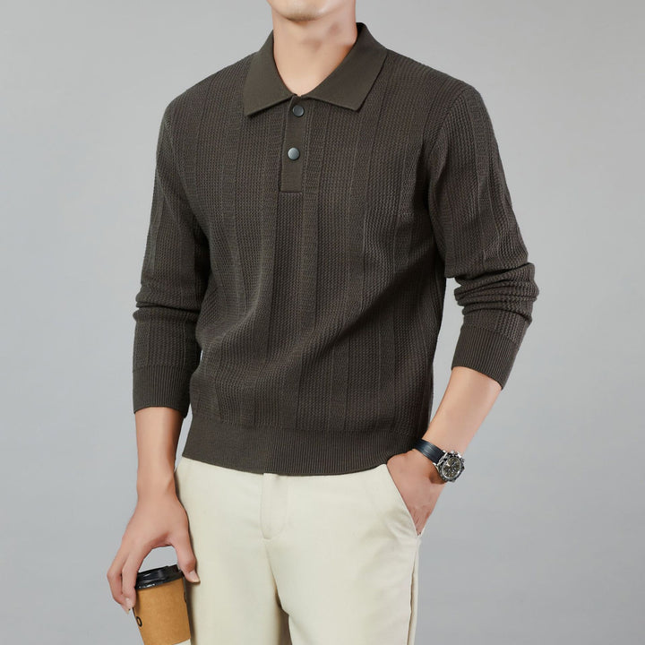 Men's Stylish Knit Sweater with Modern Collar Lisslune