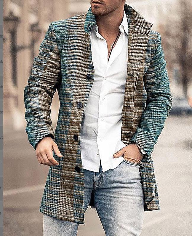 Men's wool coat in modern check design with tailored fit Lisslune