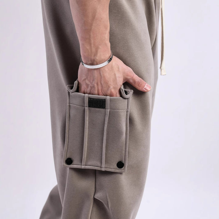 Men's Cargo Jogging Pants with Side Pockets and Elastic Waistband Lisslune