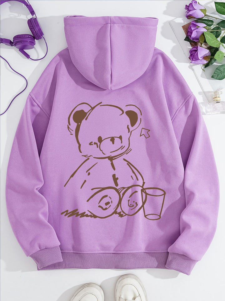 Women's Hoodie with Casual Bear Design Lisslune